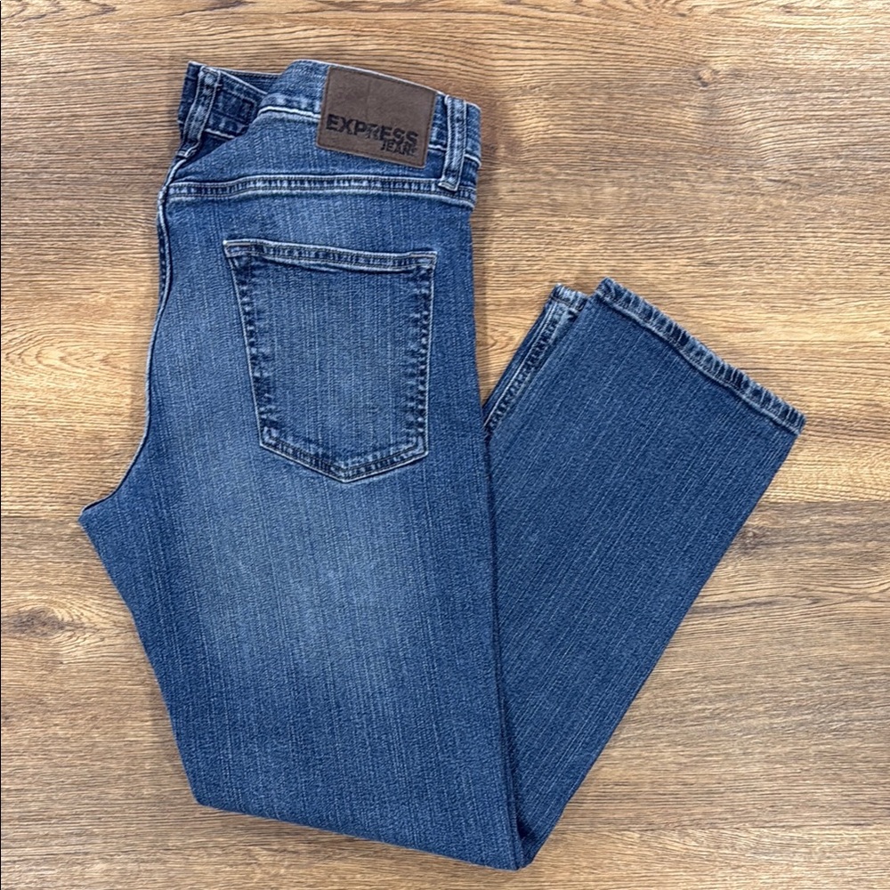 Express Blue Slim Straight Jeans Classic Style